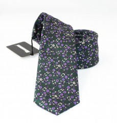                   NM slim szövött nyakkendő - Szürke virágmintás Mintás nyakkendők
